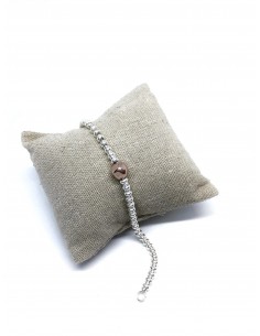 Bracciale con Rondelle e una Pepita Tonda Martellata Rosè