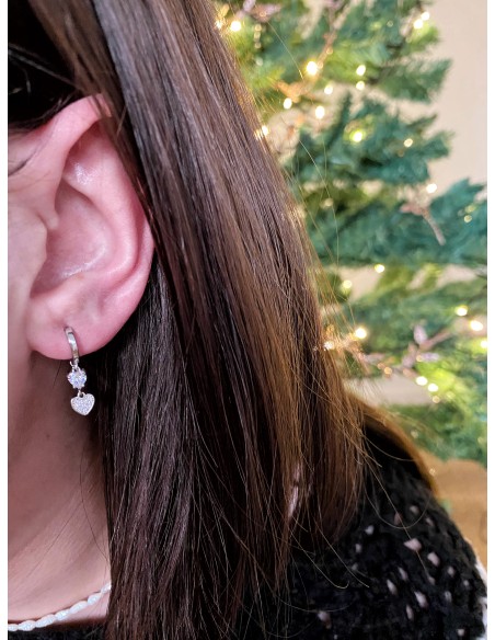 Single Click Mini Double Heart Earring