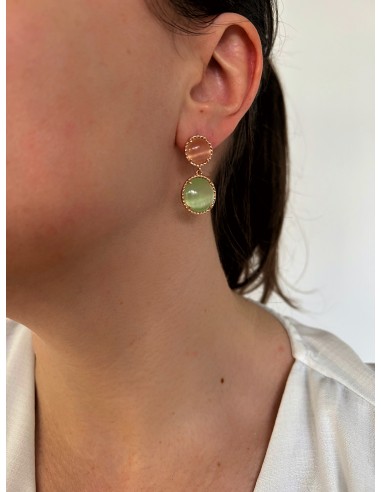 Earrings with Green and Orange Hydrothermal Stones