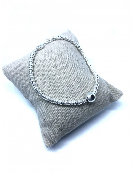 Bracciale con Rondelle e una Pepita Tonda Martellata Bianca