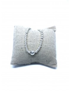 Bracciale con Rondelle e una Pepita Tonda Martellata Bianca 2