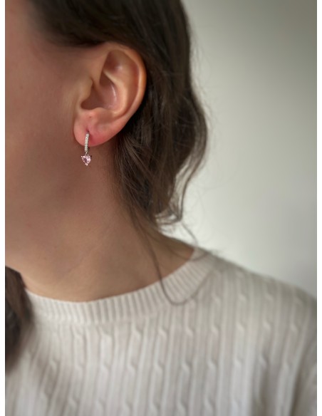 Monorecchino Scattino Zircone Pendente Cuore