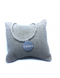 Bracciale Elastico con Targhetta Tonda "Sisters"
