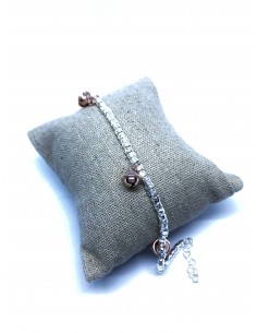 Bracciale con Pepite Martellate Tonde e 3 Campanellini  Rosè
