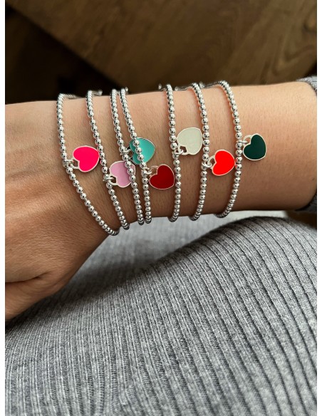 Bracciale Sfere e Cuore Smaltato