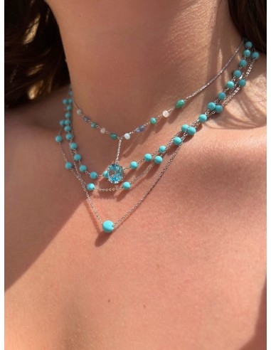 Necklace three strands turquoise balls