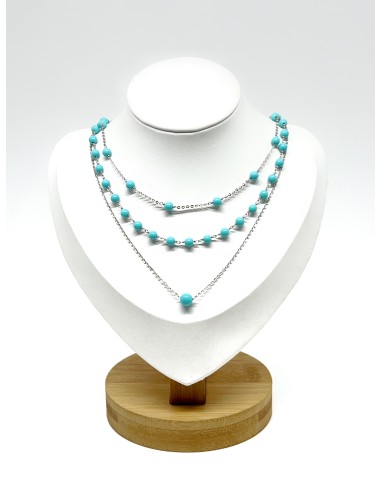 Necklace three strands turquoise balls