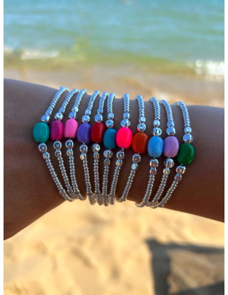 Enamelled Cubes and Oval Nugget Bracelet