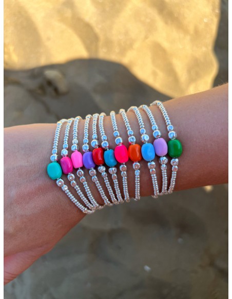 Enamelled Cubes and Oval Nugget Bracelet