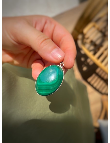 Oval Malachite Medal 2.5 cm x 3.6 cm