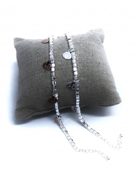 Bracciale con Pepite 3 mm e Gufetti Pendenti