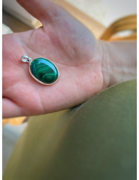Medaglione Ovale Malachite 2.2 cm x 2.8 cm
