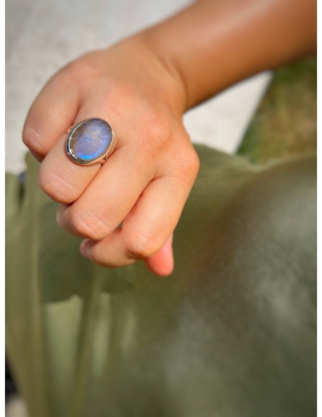 Clear Labradorite Ring Size 17