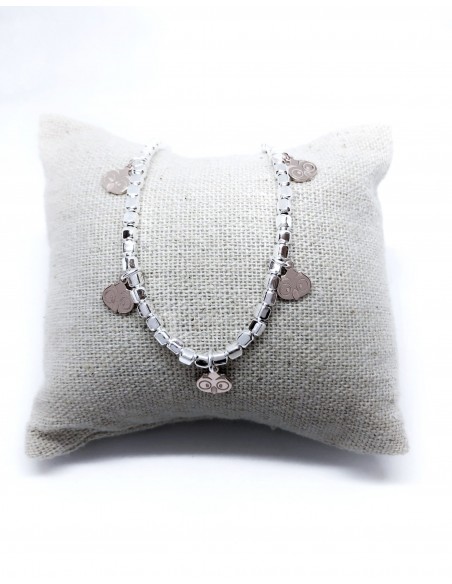 Bracciale con Pepite 3 mm e Gufetti Pendenti