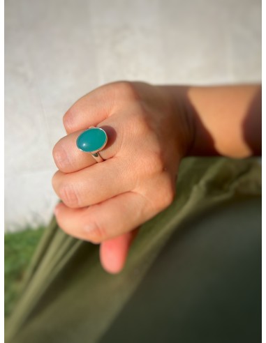 Adjustable Ring Chalcedony Green Water