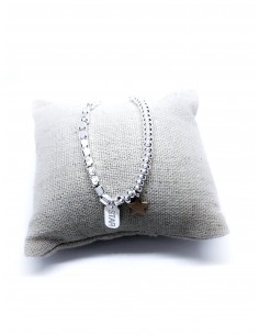 Bracciale Rondelle e Pepite con Stella e Targhetta Pendenti
