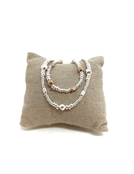 Bracelet with 3 Round Hammered and Oval Nuggets