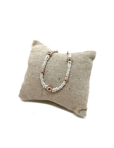 Bracciale con 3 Pepite Tonde Martellate e Ovalini