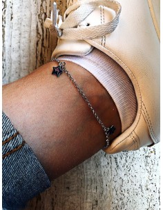 Cavigliera  con Tre Stelle Smaltate Blu