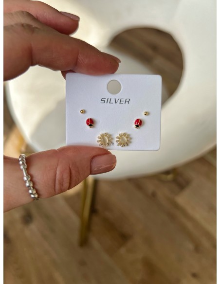 Ladybug Earrings Set