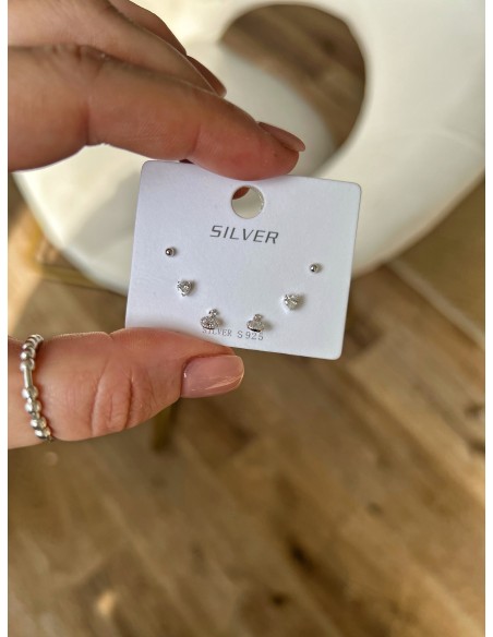 Set di Orecchini Sfera Cuore e Punto Luce con Croce