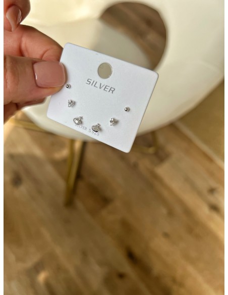 Set di Orecchini Sfera Cuore e Punto Luce con Croce