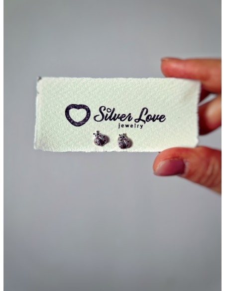 Zircon Ladybug Lobe Earrings