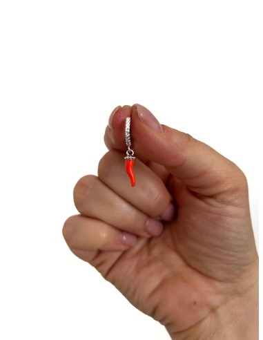 Single Earring Horn Enamelled