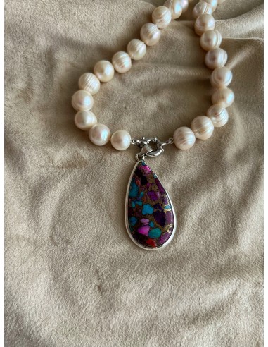 Drop Medallion Turquoise Copper Pink