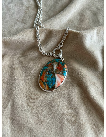 Medallion Oval Turquoise Copper Blue and Orange