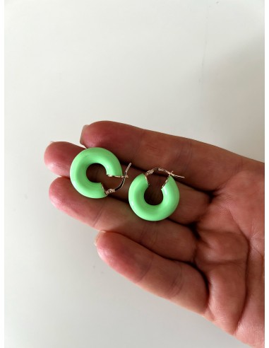 Green Hoop Earrings in Enamel