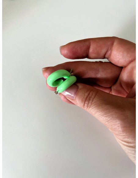 Green Hoop Earrings in Enamel