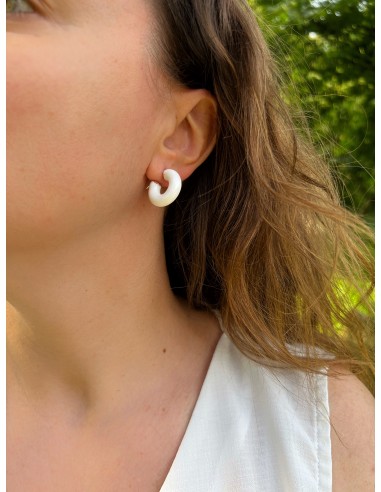 White Hoop Earrings in Enamel