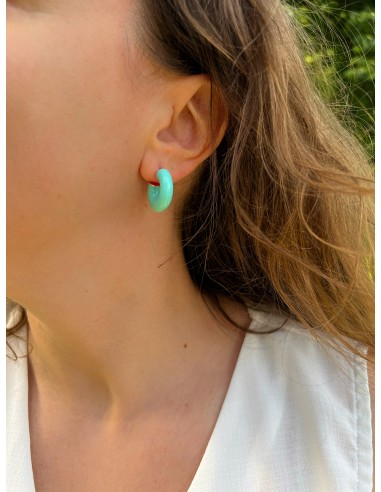 Turquoise Hoop Earrings in Enamel