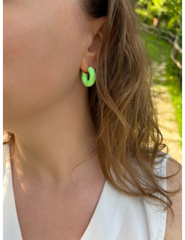 Green Hoop Earrings in Enamel