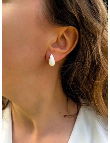 White Drop Earrings in Enamel