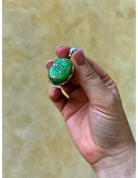 Medaglione Ovale Turchese Rame Verde