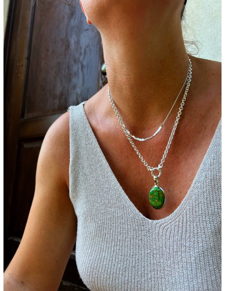 Medaglione Ovale Turchese Rame Verde