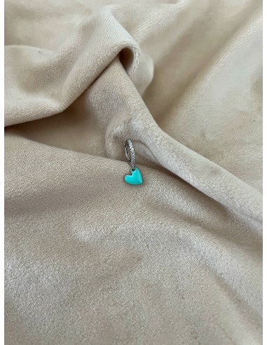 Monorecchino Zirconi e Cuore Verde Acqua