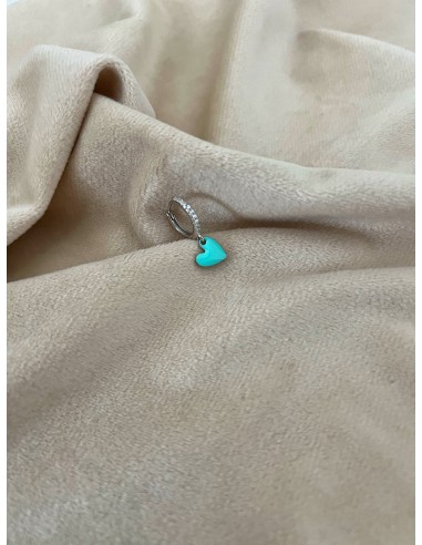 Monorecchino Zirconi e Cuore Verde Acqua