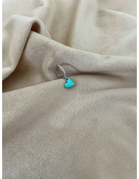 Zircons and Green Heart Water Single Earring