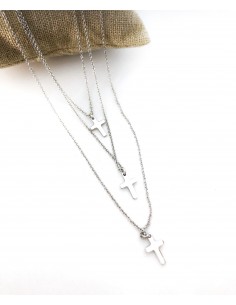 Collana Corta con Croce Pendente Bianca