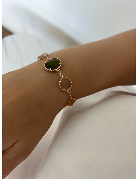 copy of Bracelet with 5 Hydrothermal Stones and Processed Setting