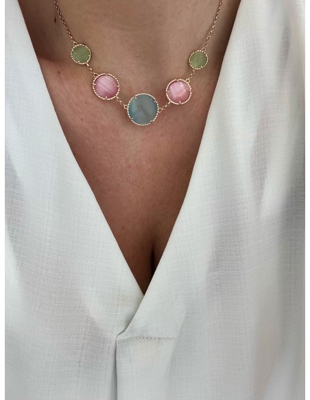 Collana con 5 Pietre Idrotermali Montatura Lavorata