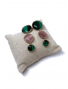 Orecchini con Pietre Idrotermali Verdi e Rosa Antico