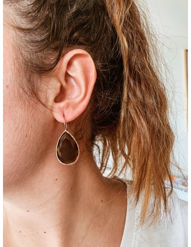 Orecchini Pietra Fumè a Goccia e...