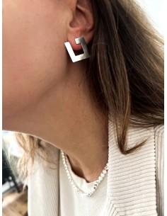 Square Lobe Earrings Engraved 2