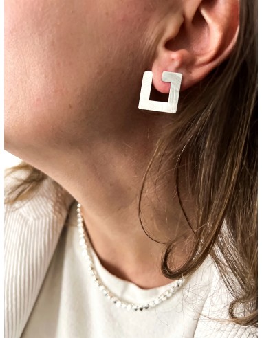 Square Lobe Earrings Engraved