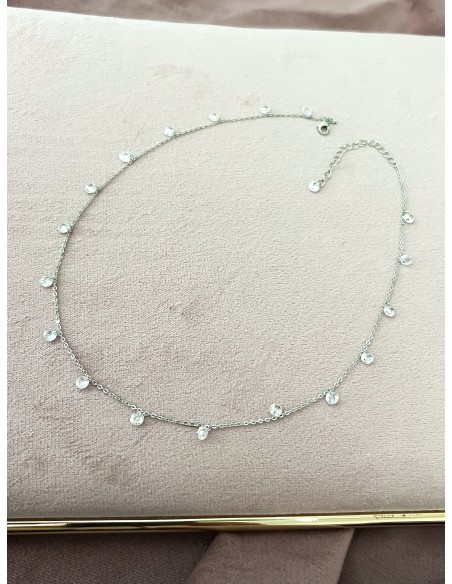 Collana Corta Zirconi Pendenti