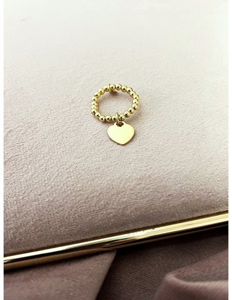 Anello Elastico con Cuore Pendente
